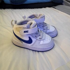 Nike Kids' White and Blue High-Top Sneakers
